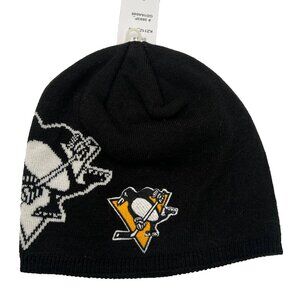 Adidas Unisex Black Knit Logo Pittsburgh Penguins NHL Team Beanie Winter Hat NWT
